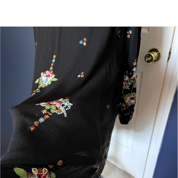 Free People Embroidered Swing Mini Dress Multicolor Black Size Large - Picture 11 of 11